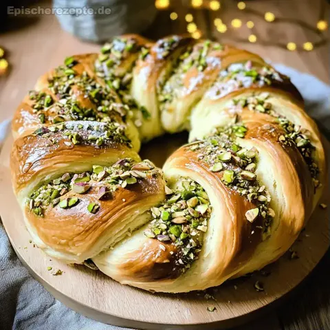 Hefekranz mit Marzipan und Pistazien