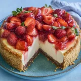Cremiger Käsekuchen mit Erdbeeren