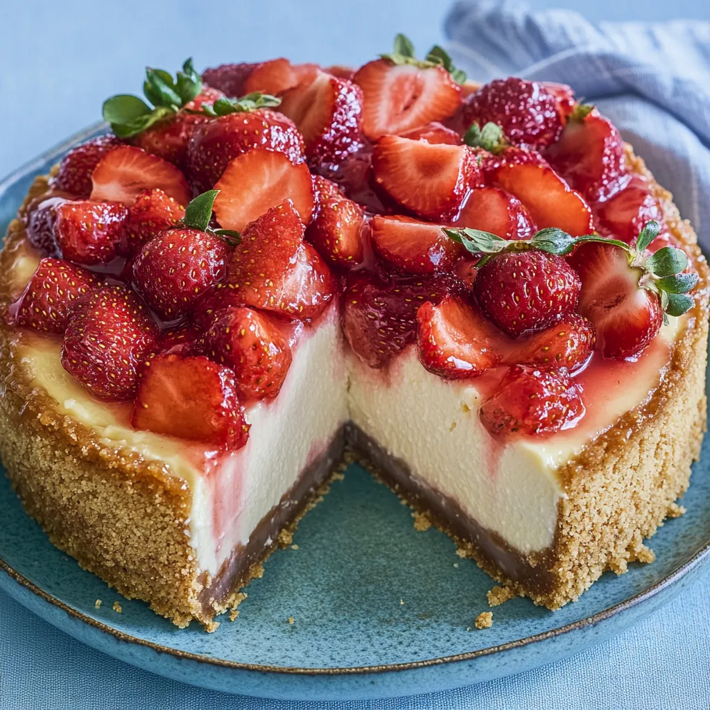 Cremiger Käsekuchen mit Erdbeeren