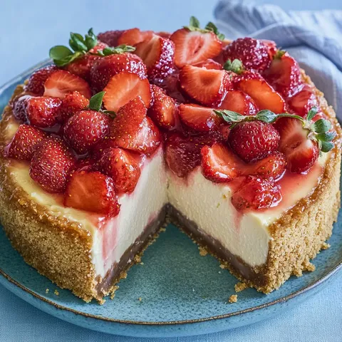 Cremiger Käsekuchen mit Erdbeeren