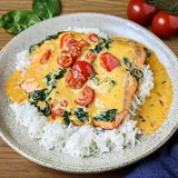 Lachs in Parmesansauce mit Kokosreis