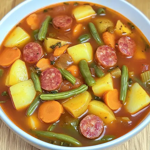 Cabanossi Eintopf mit Kartoffeln, Möhren und Bohnen