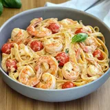Spaghetti mit Garnelen in Frischkäsesauce