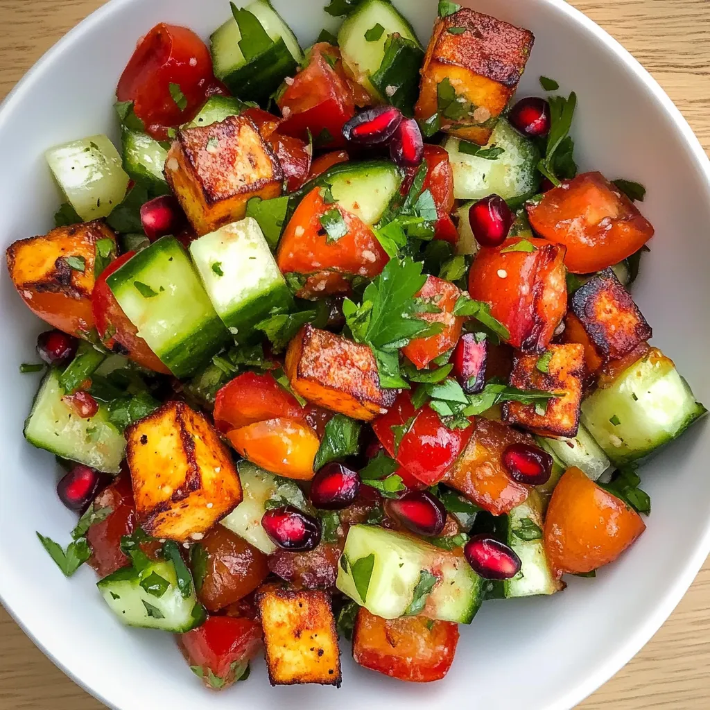 Bunter Halloumi Salat mit Granatapfel