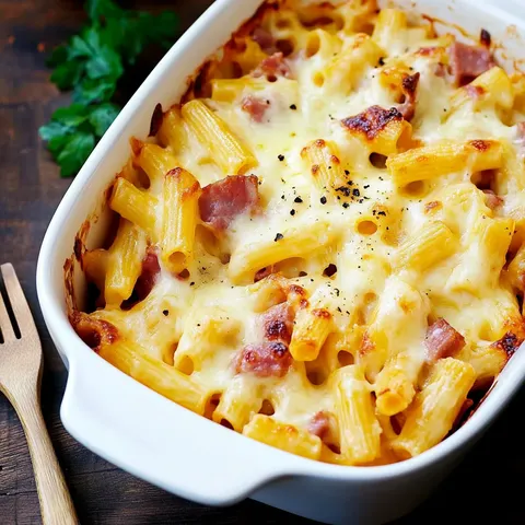 Nudel-Schinken-Gratin – einfacher Nudelauflauf