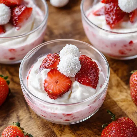 Leichtes Erdbeer Raffaello Dessert