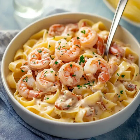 Pasta mit Garnelen in Weißwein-Sahnesauce – mega cremig, einfach & schnell gekocht