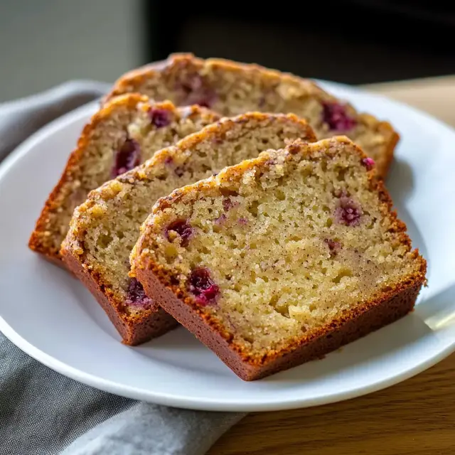 Bananenbrot backen – saftiger Bananenkuchen mit Himbeeren