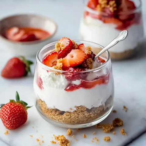 Erdbeer-Dessert im Glas mit Joghurt