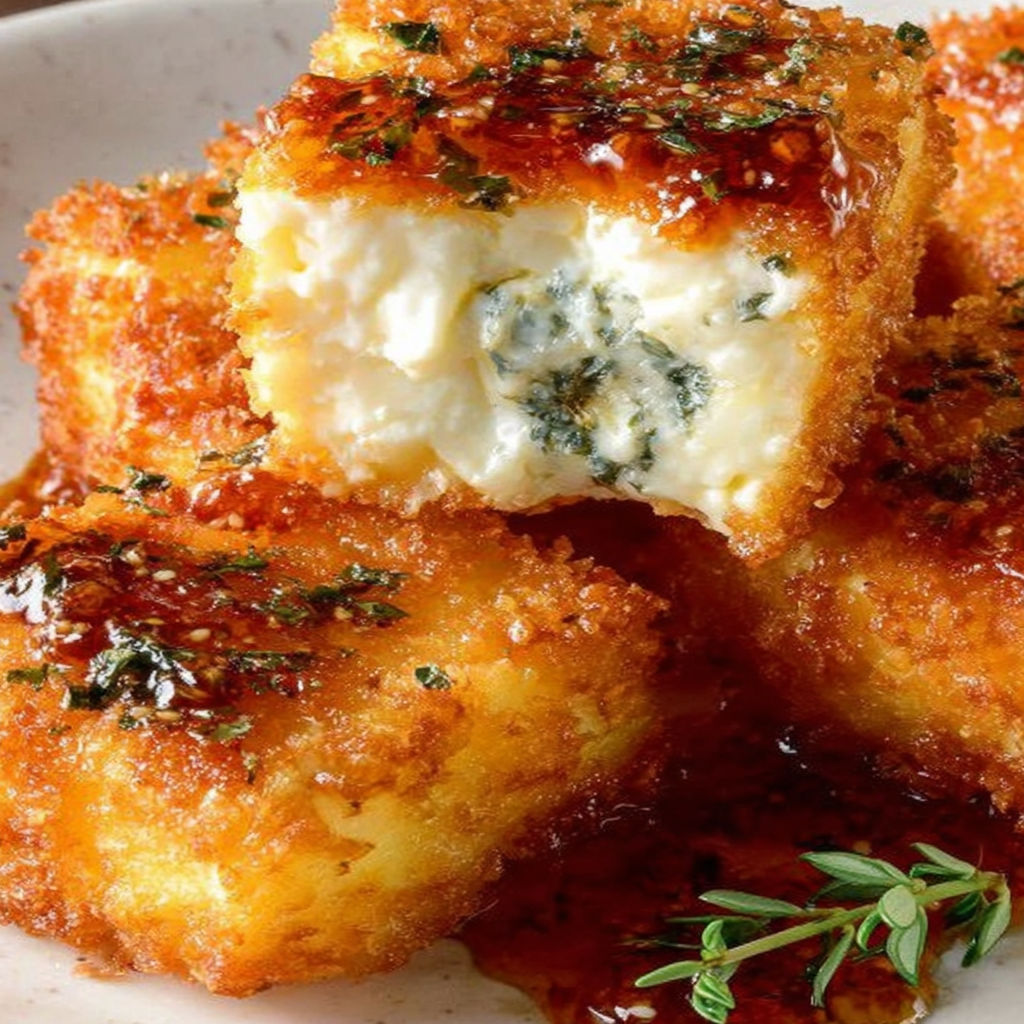 Crispy feta in a fryer.