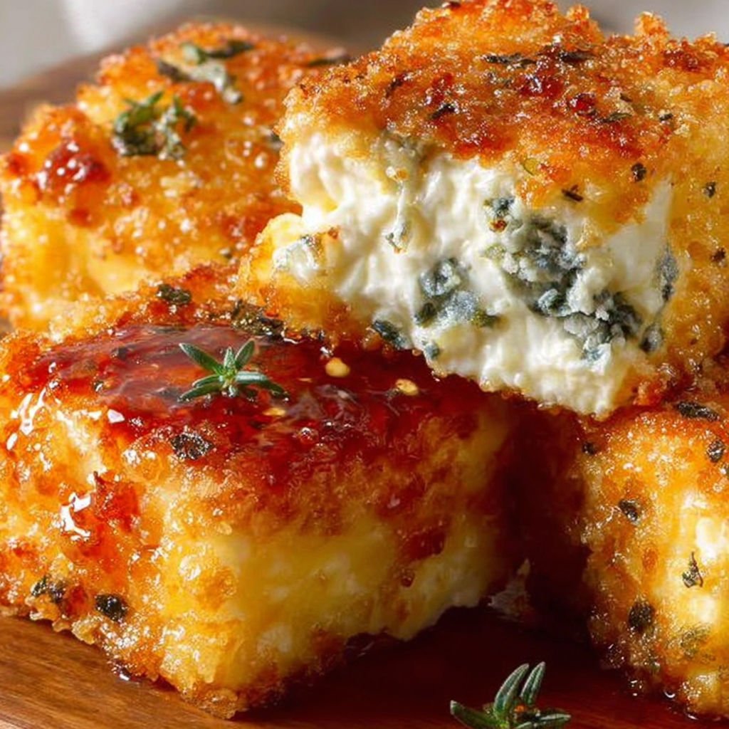 Crispy feta in a fryer.