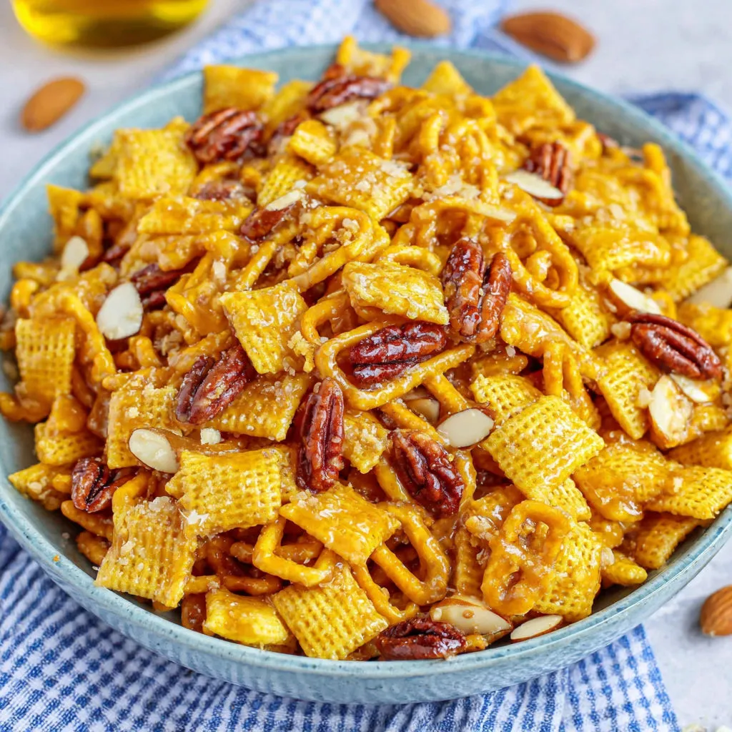 A bowl of Sweet Bugle Party Mix.