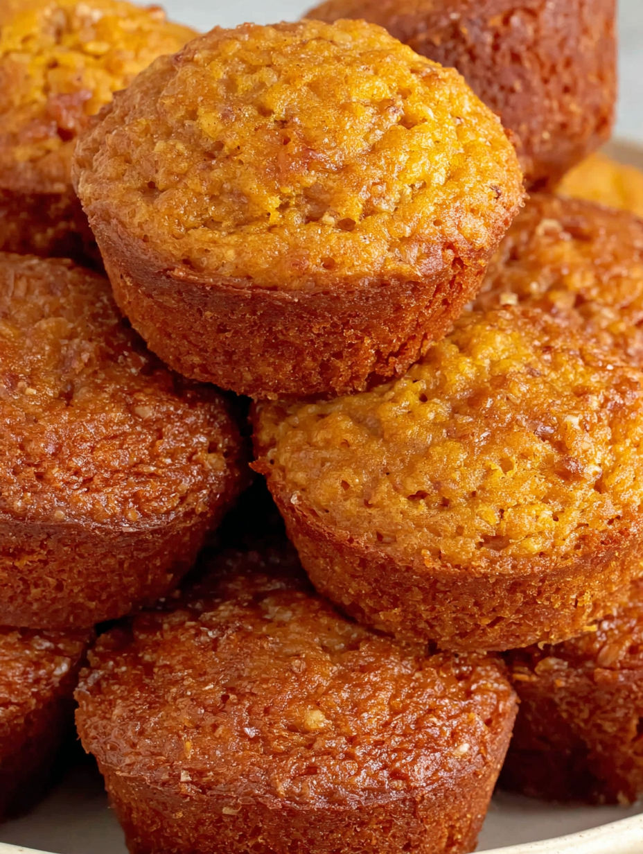 A stack of spiced fresh pumpkin muffins.