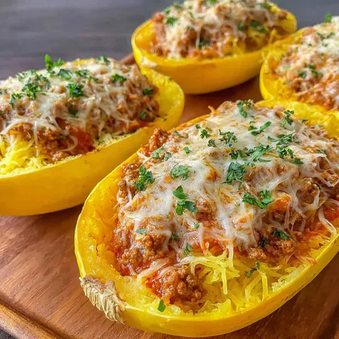 A plate of food with a yellow squash and meat sauce.