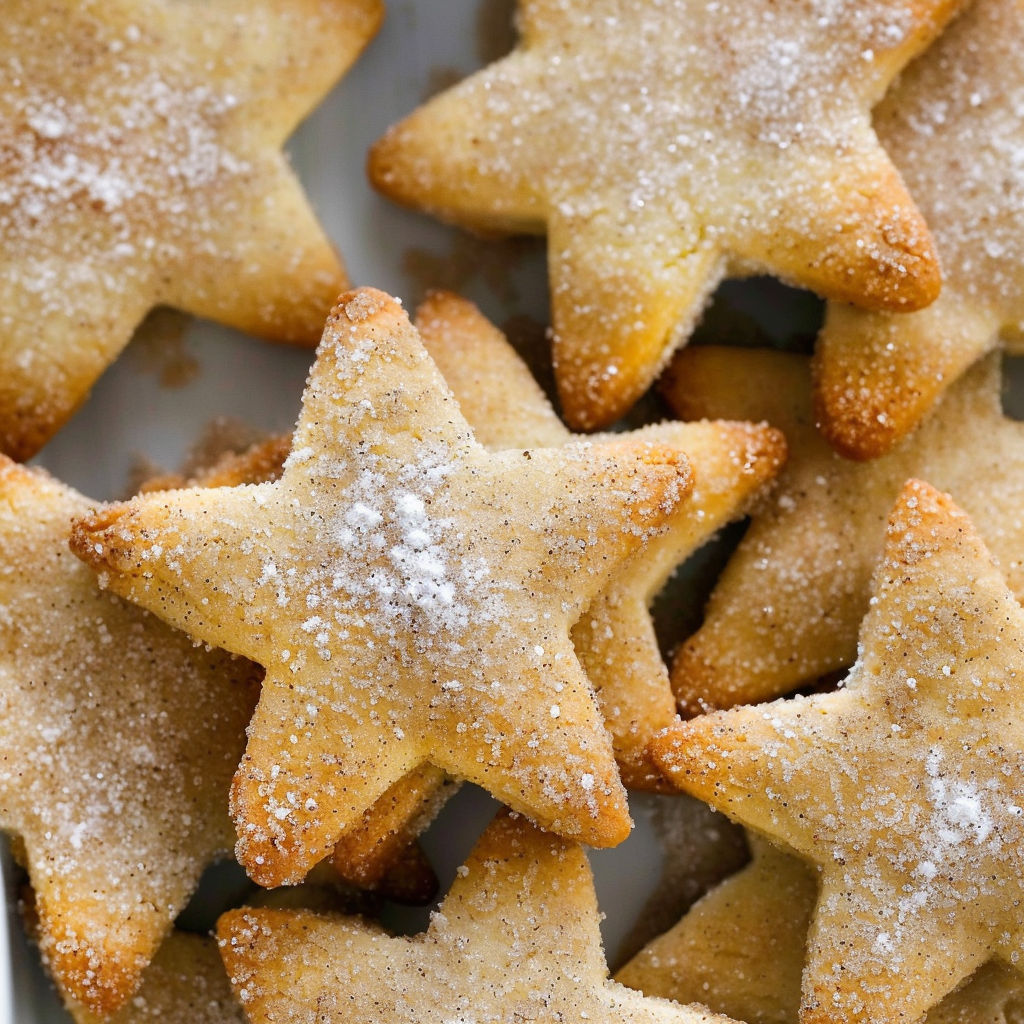 A plate of cookies with sugar on top.