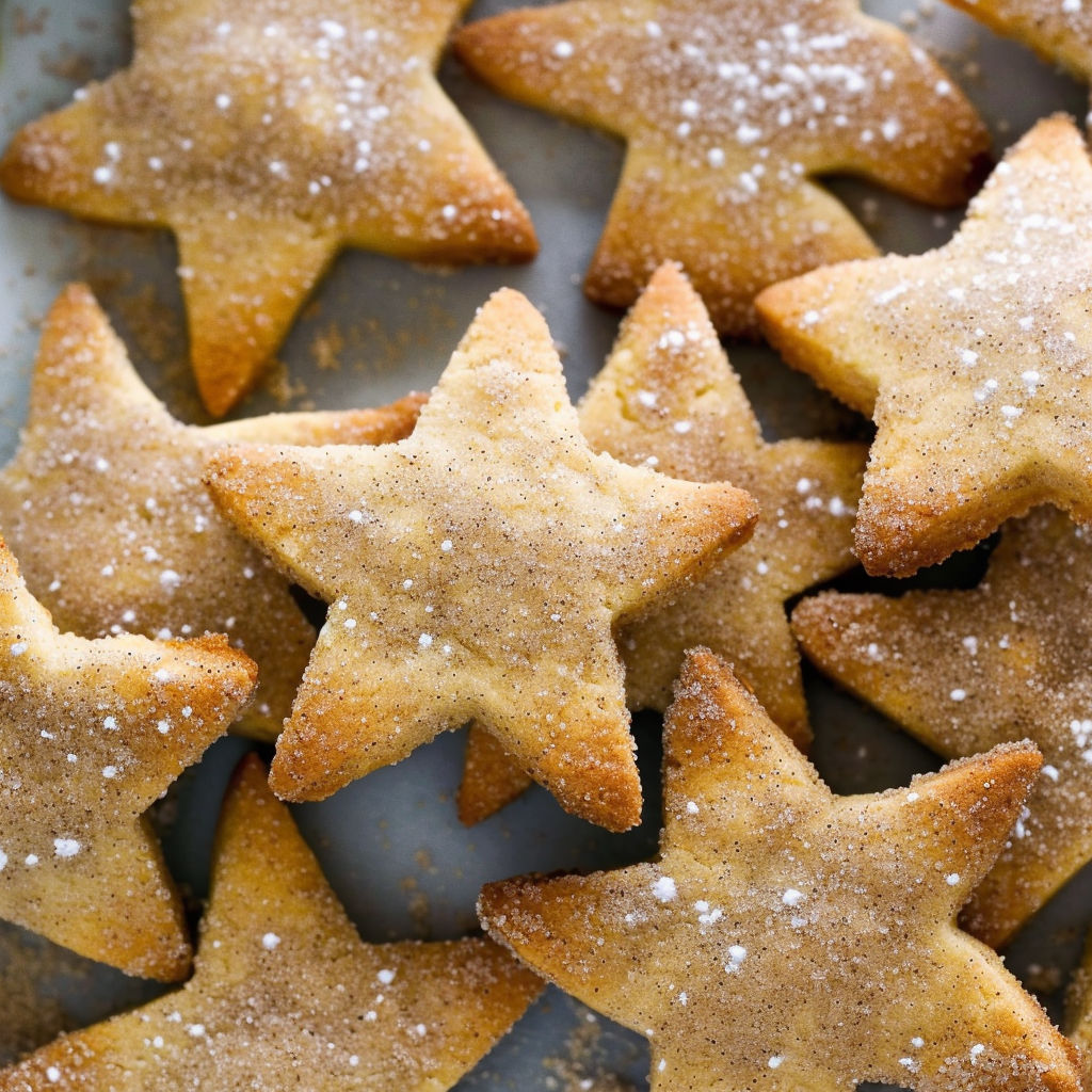 A plate of cookies with sugar and cinnamon on top.
