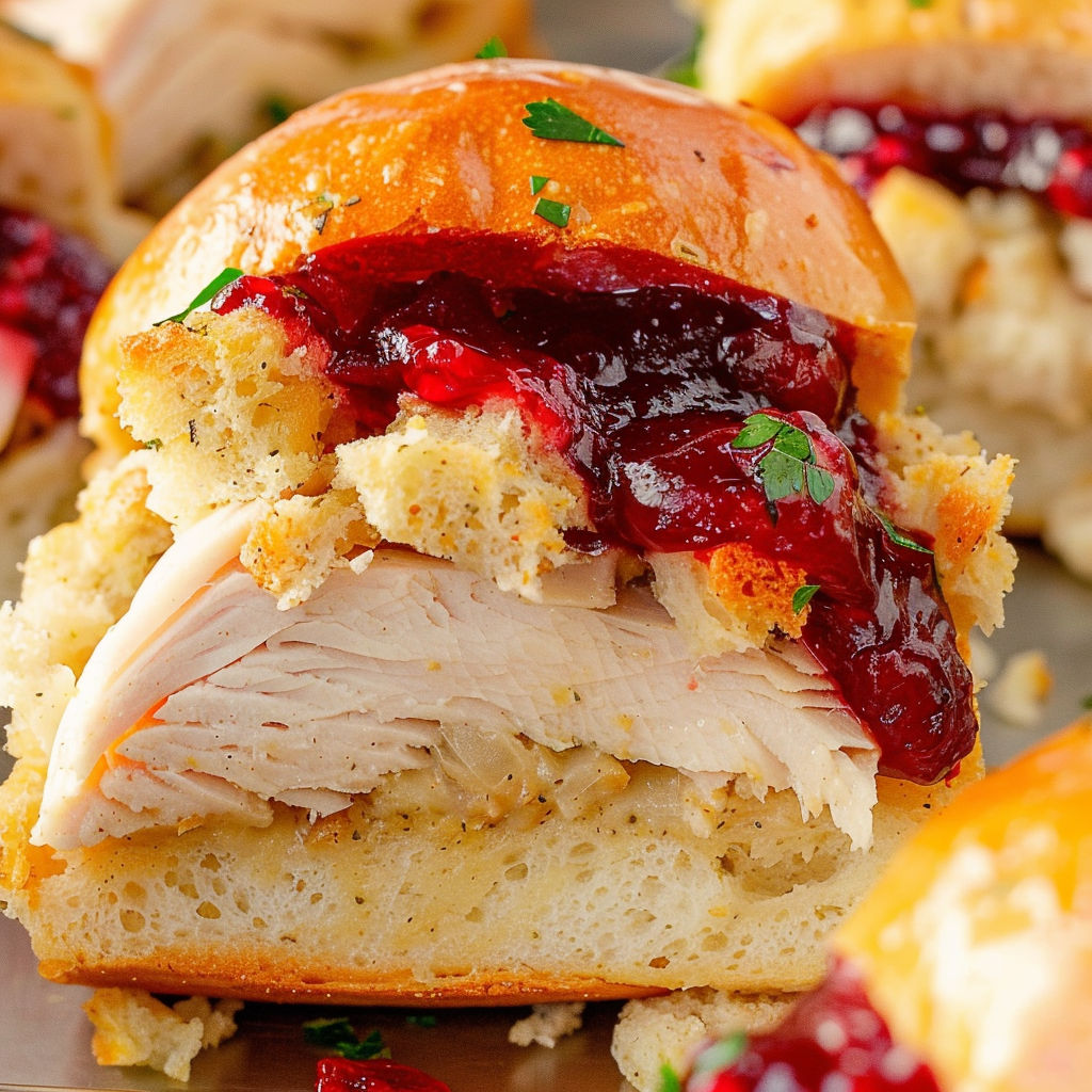 A close up of a turkey slider with jelly.
