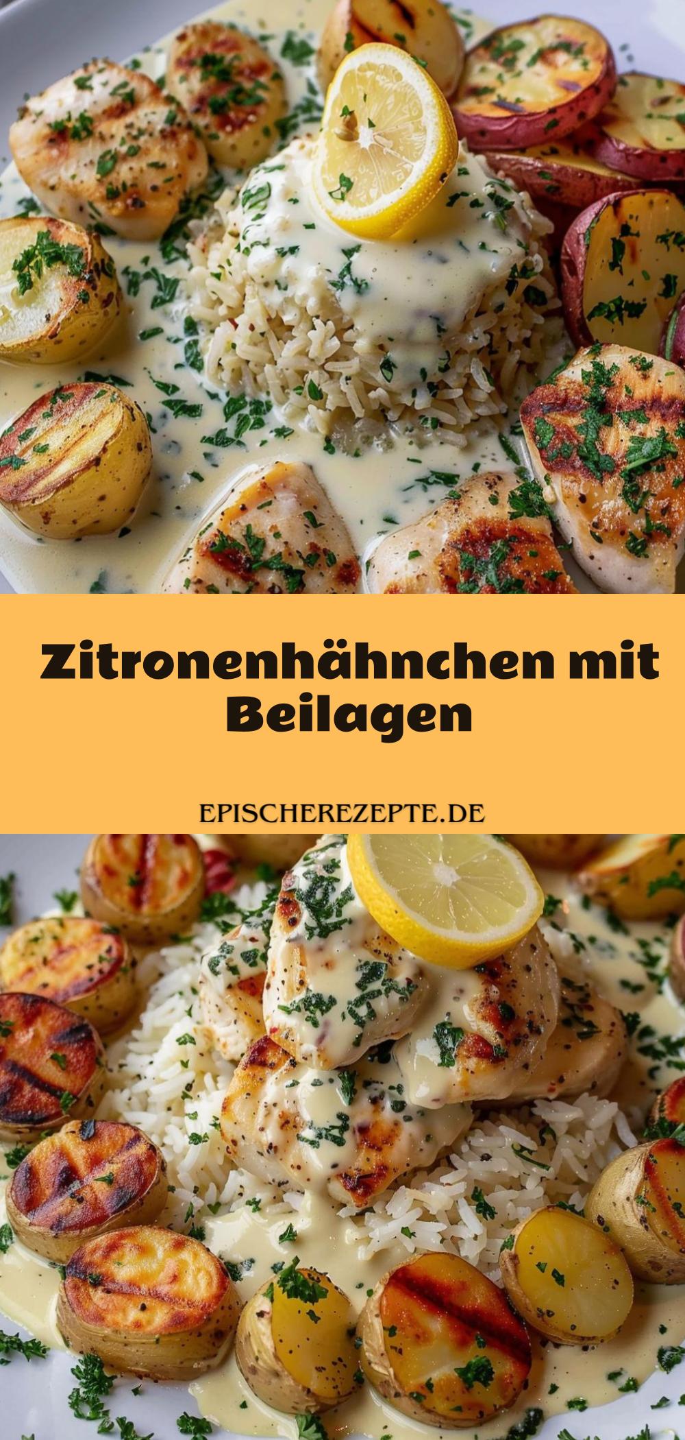 Template of Zitronenhähnchen mit Beilagen