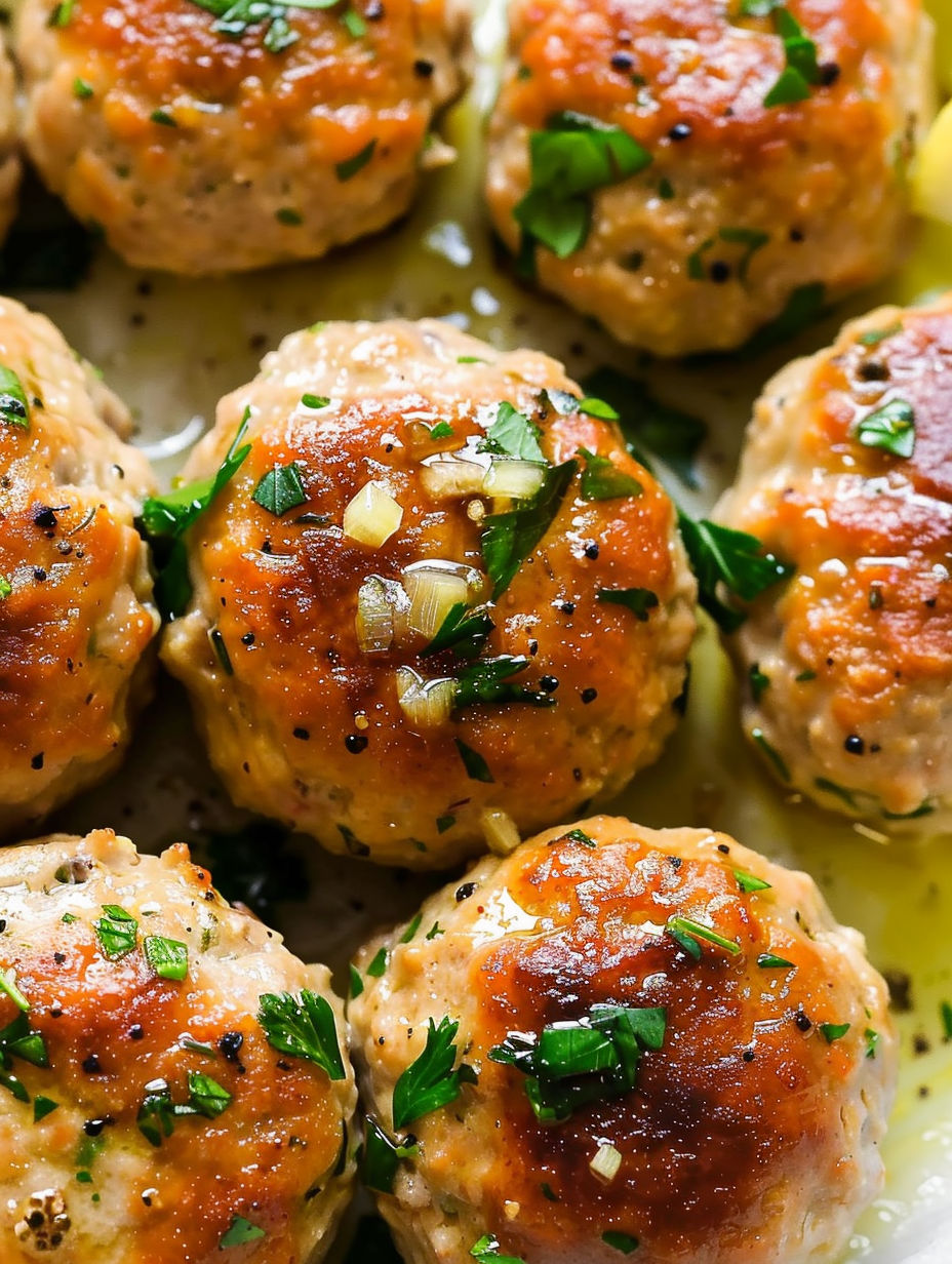 Baked gluten free garlic herb turkey meatballs.