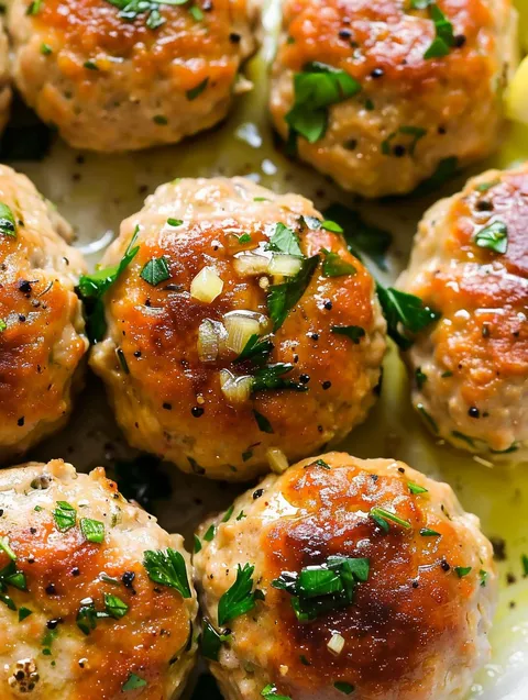 Baked gluten free garlic herb turkey meatballs.