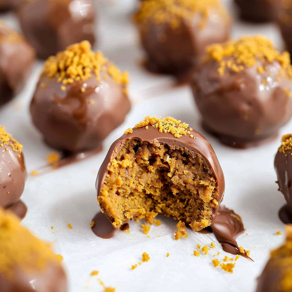 Gingersnap truffles on a white surface.