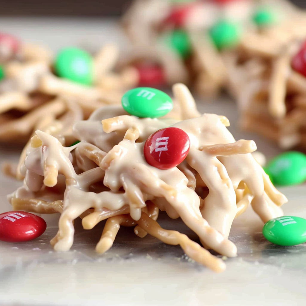 A plate of food with marshmallows and candy.