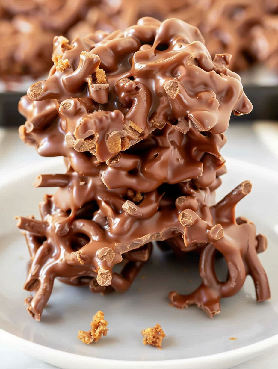 A stack of chocolate covered cookies.