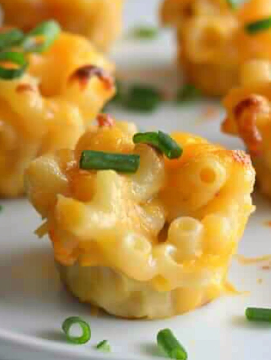 Mac and cheese bites with green onions.