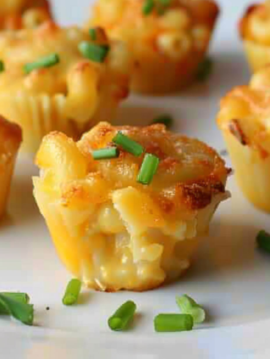Mac N Cheese Bites on a white plate.