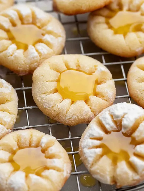 Lemon thumbprints on a cooling rack.