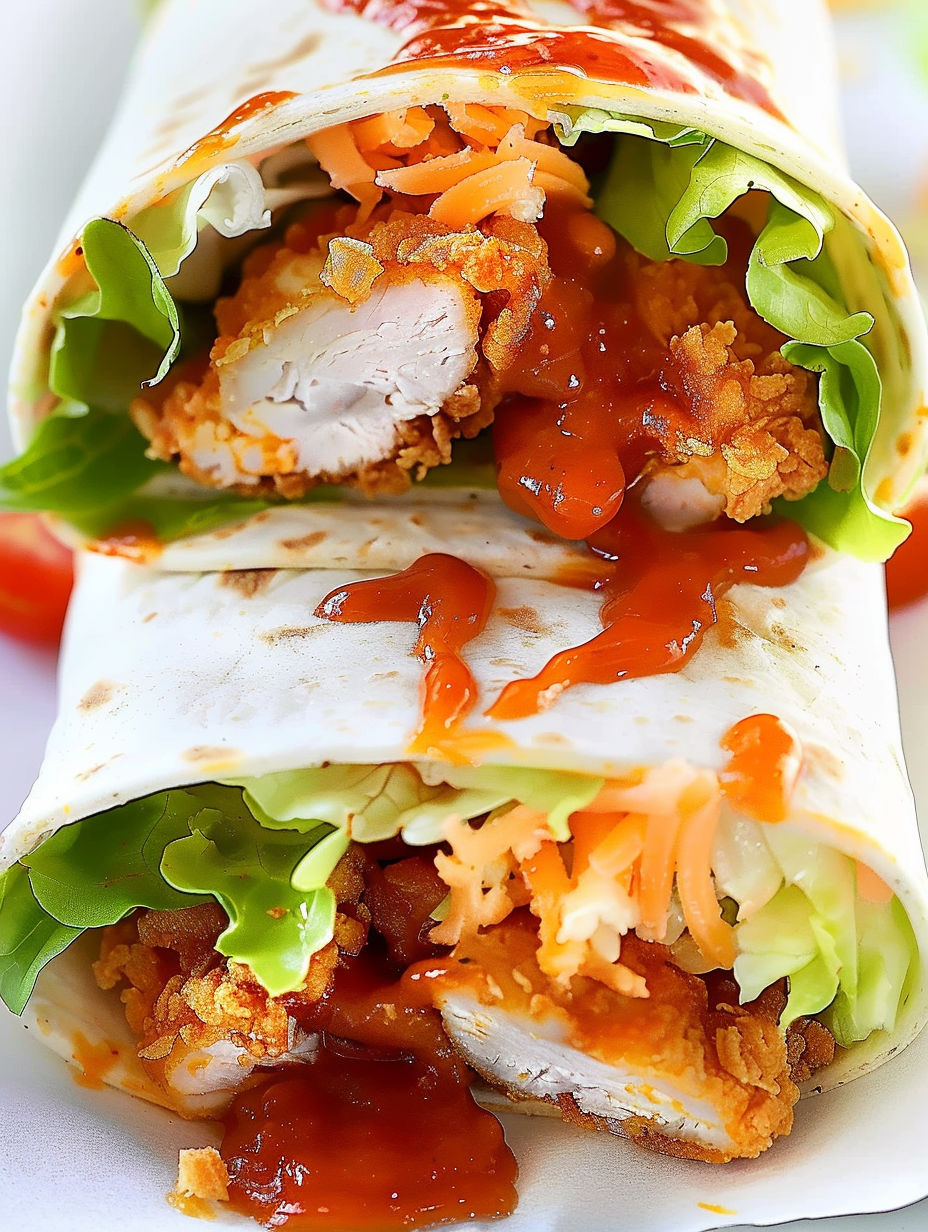 A wrap with chicken and sauce.