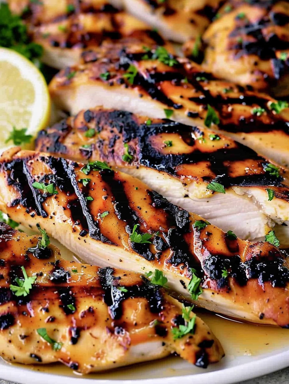 Grilled chicken with honey mustard sauce.