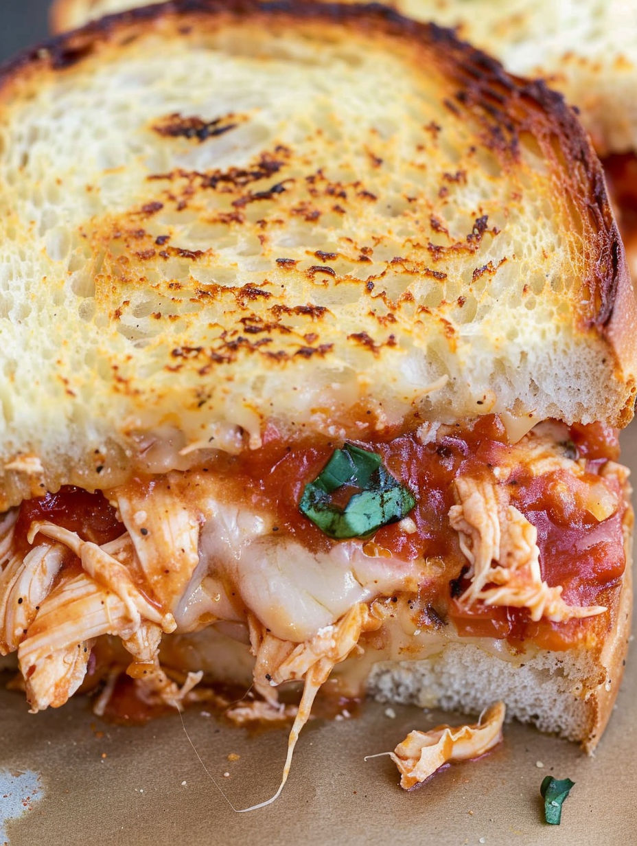 A Shredded Chicken Parmesan Sandwich.