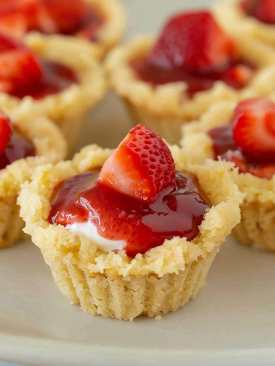A pastry with a strawberry on top.