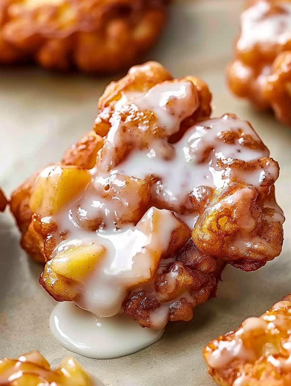 A mouthwatering homemade apple fritter.