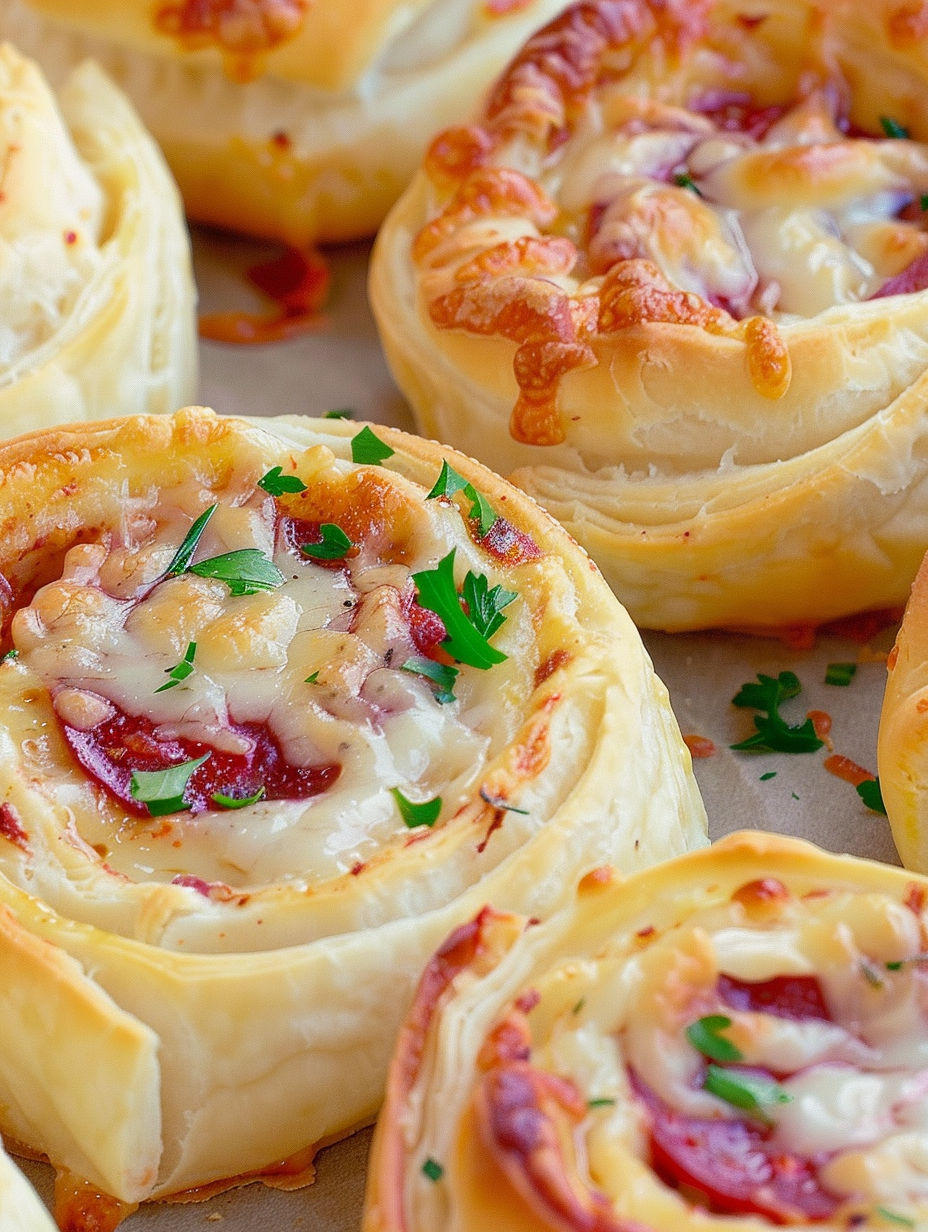 A close up of a pizza pinwheel.