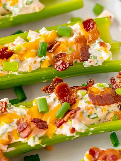 A plate of bacon wrapped celery sticks.