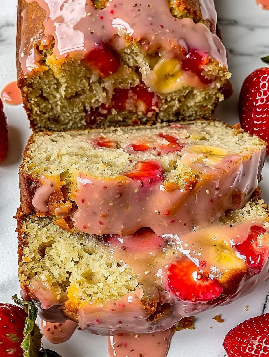 A slice of strawberry banana bread.