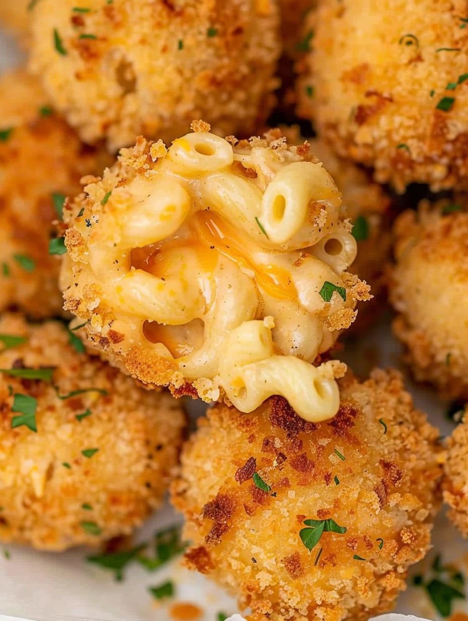 Mac and cheese balls on a plate.