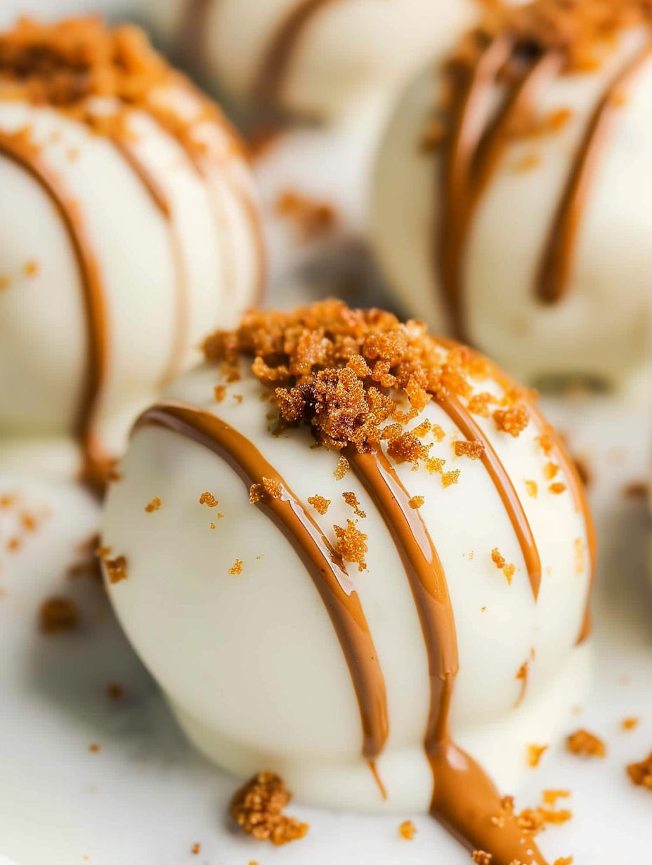 A white cake with chocolate drizzle and sprinkles.