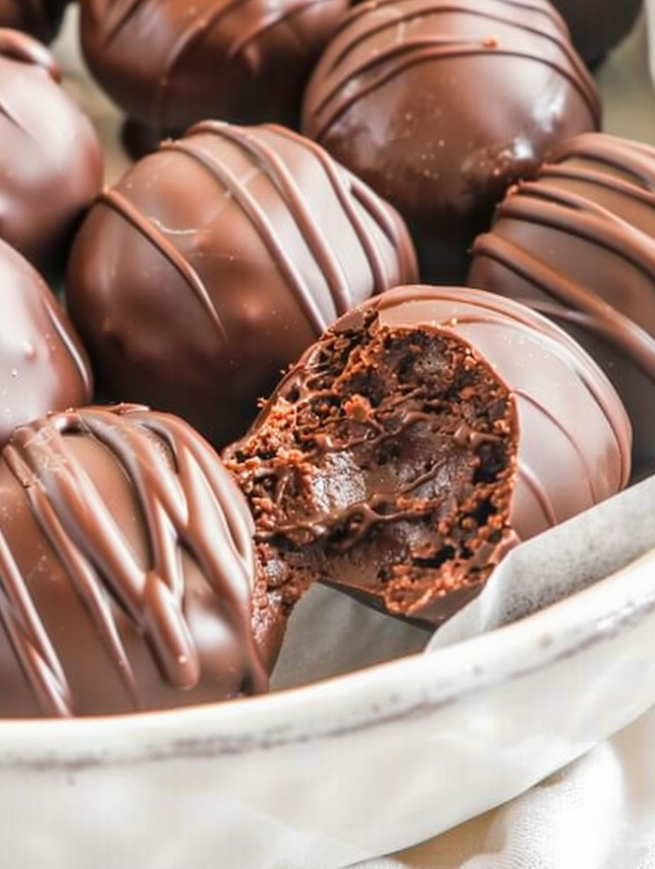 A bowl of chocolate truffles.
