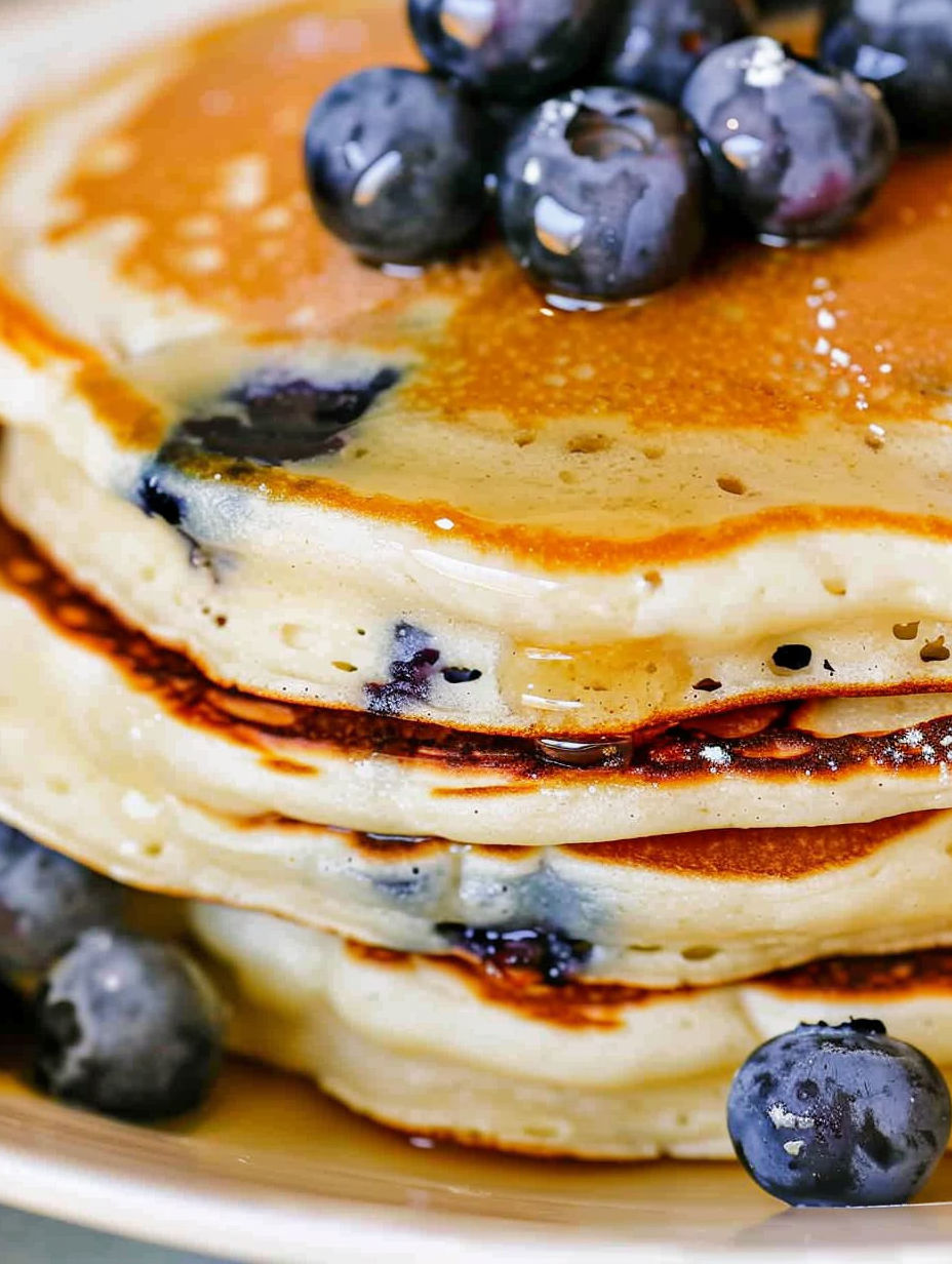 Fluffy Greek Yogurt Blueberry Pancakes.