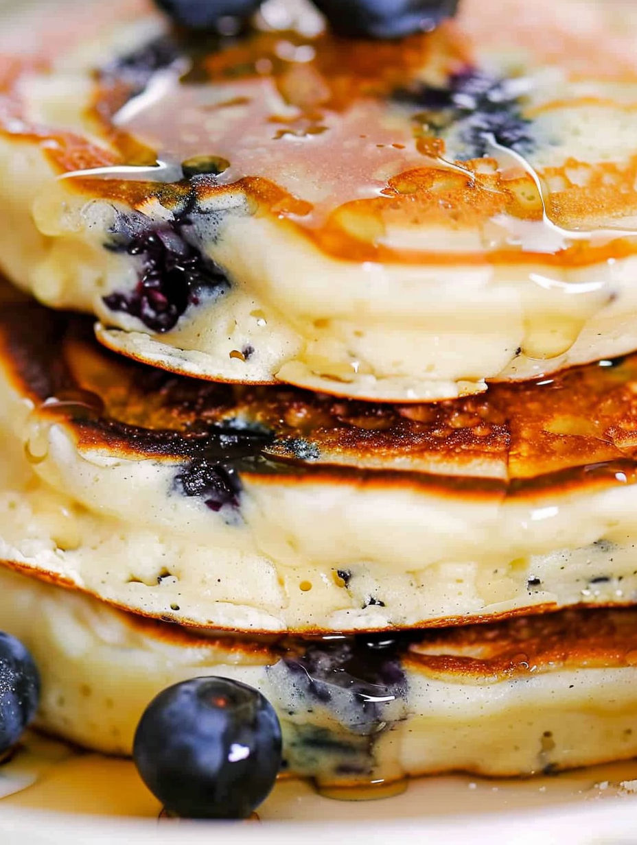 Fluffy Greek Yogurt Blueberry Pancakes.