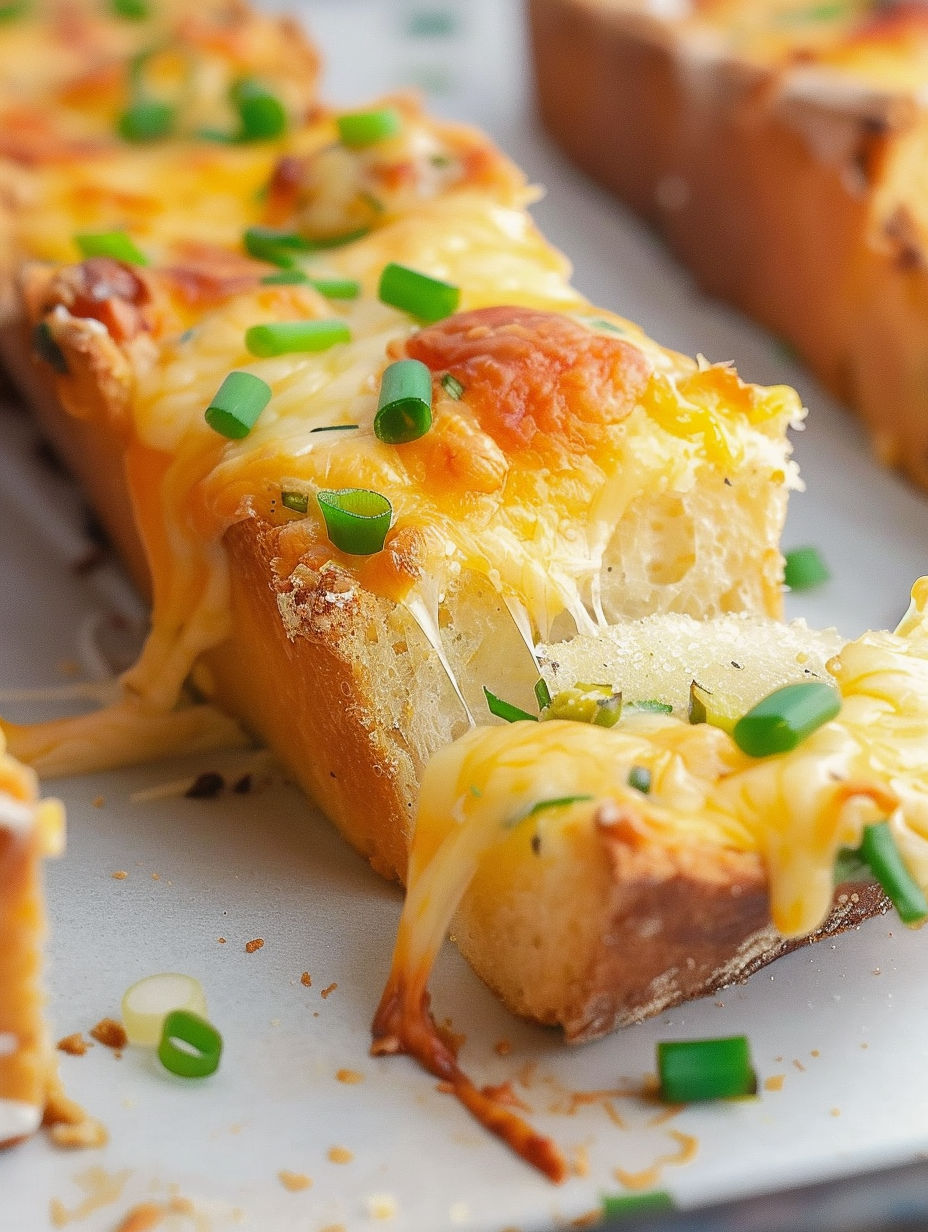 A slice of cheesy garlic bread.