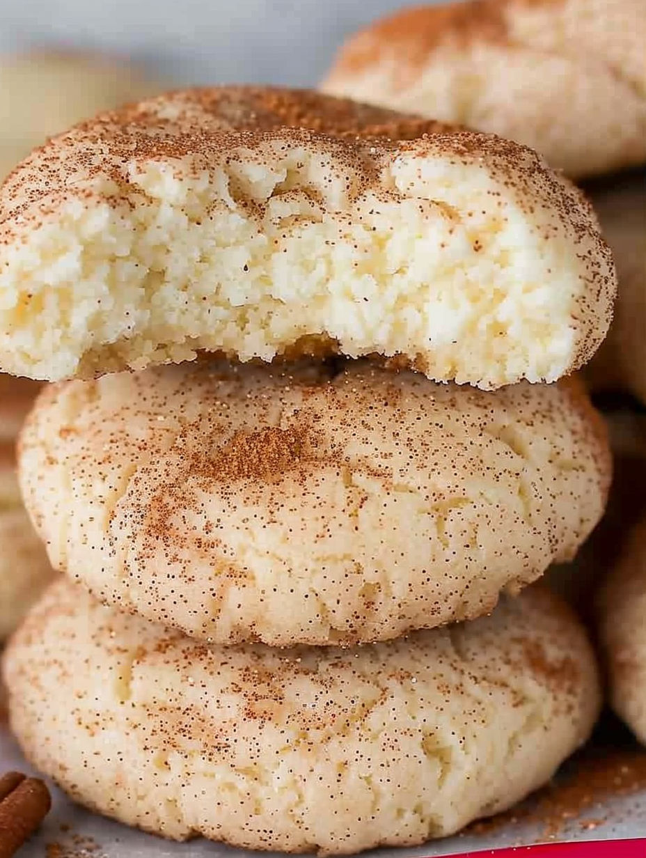 A stack of cookies with cinnamon and cream cheese.