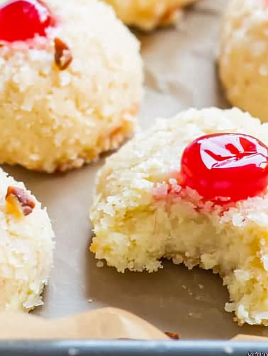 A cookie with a cherry on top.