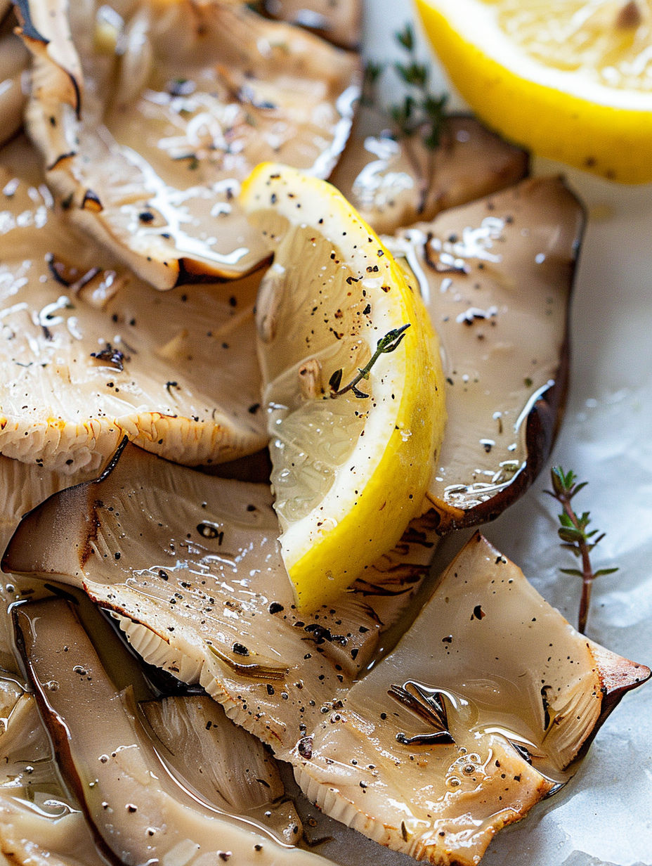 Sliced lemon on a plate.