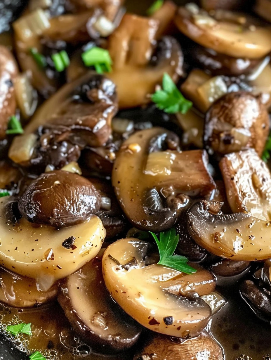 A close up of mushrooms cooked in a Texas Roadhouse recipe.