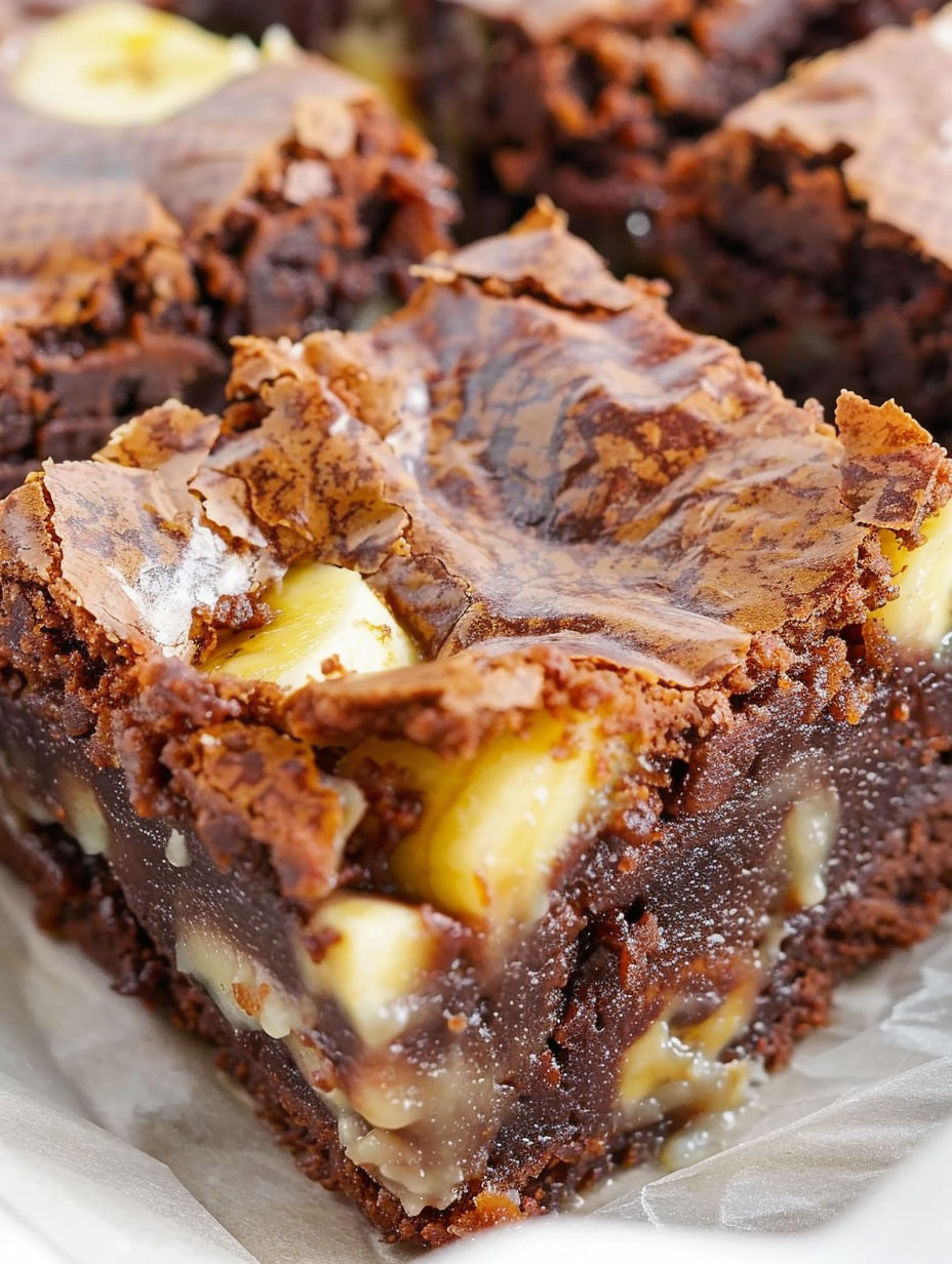 A slice of banana pudding brownies.