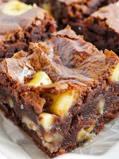 A slice of banana pudding brownies.